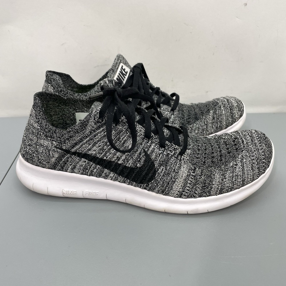Nike Free RN Flyknit Sneakers Shoes Running Training Oreo Black White Womens 9.5